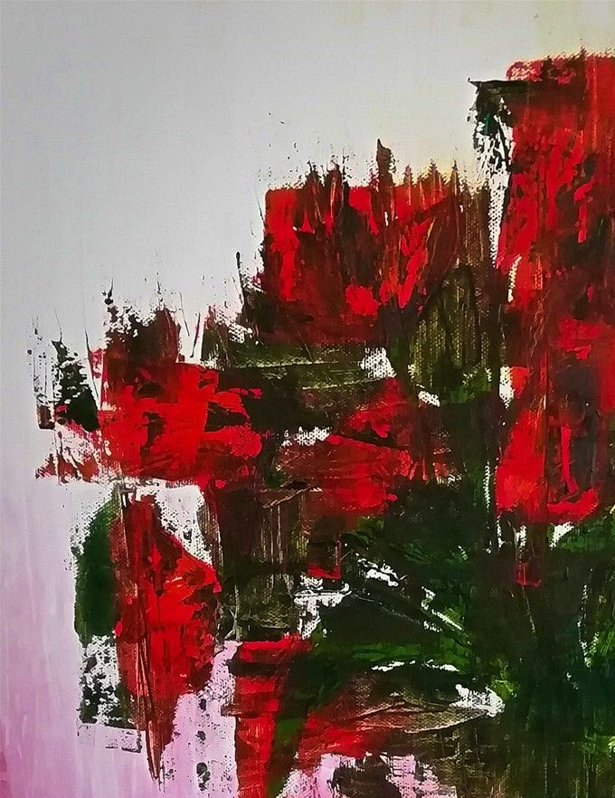 Giulia Cernetig - Profumo di rosso, Olio su tela 40x50 - (Opera pubblicata su Artisti '21, Annuario Internazionale d'Arte Contemporanea ArtNow/Mondadori)