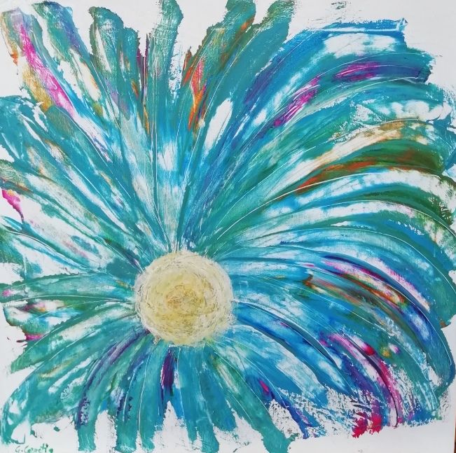 Giulia Cernetig - Serie Dillo con un fiore N. 2, Acrilico su tela 60X60