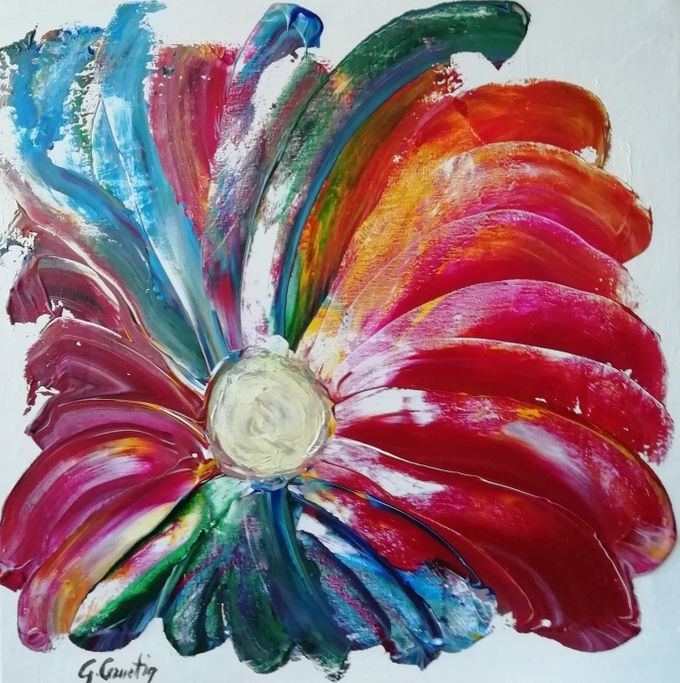 Giulia Cernetig - Serie Dillo con un fiore N. 1, Acrilico su tela 50x50 -   (Opera pubblicata su Artisti '21, Annuario Internazionale d'Arte Contemporanea, ArtNow/Mondadori)