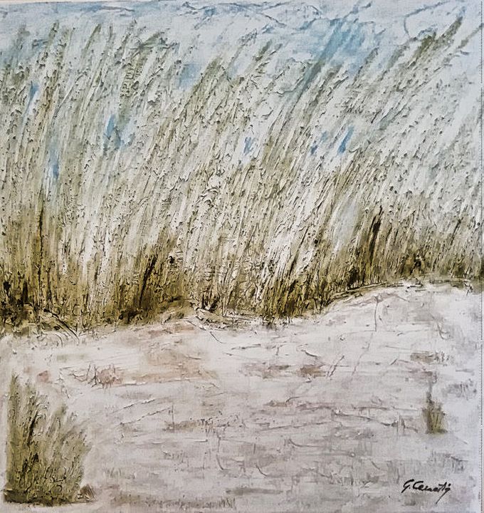 Giulia Cernetig - Tra le Dune, Materico su tela 50x50, Collezione Privata