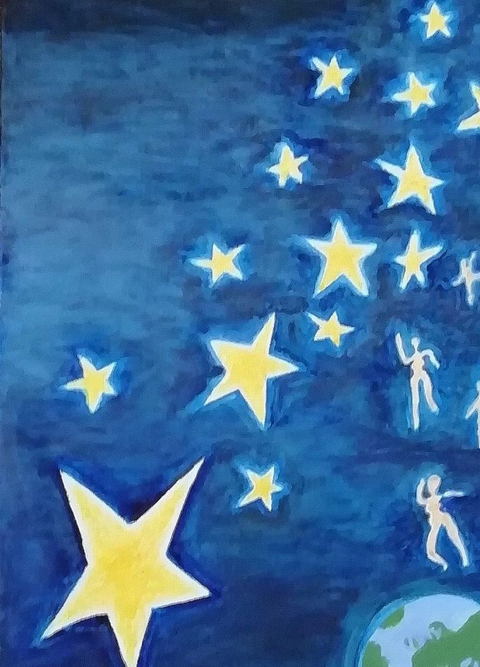 Giulia Cernetig - Noi, Figli delle Stelle, Olio su tela 50x70