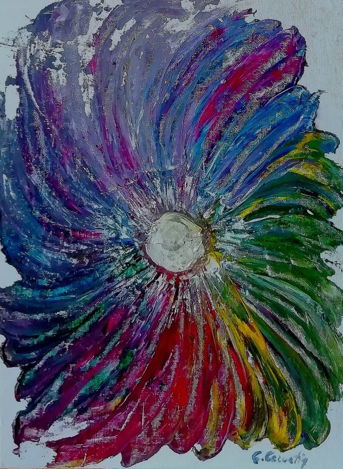 GiuliaCernetig - Serie Dillo con un fiore 3, Acrilico su tela 30x40