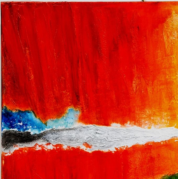 Giulia Cernetig - Paesaggio onirico, Polimaterico su tela 60x60 - Opera pubblicata nell'inserto speciale dell’Annuario Internazionale d’Arte Contemporanea Artisti ’21, edizioni ArtNow/Mondadori