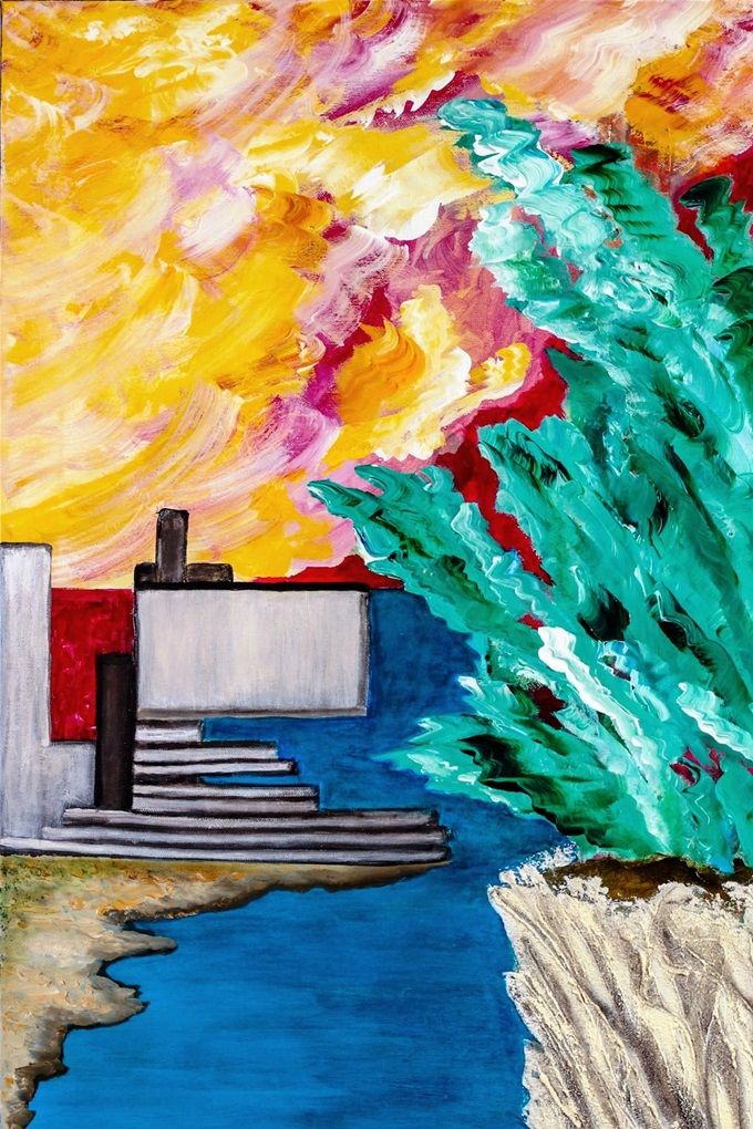 Giulia Cernetig - Paradisi offuscati da barbare contaminazioni, Tecnica mista su tela 60x90