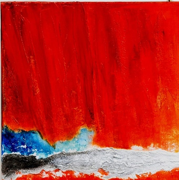 Giulia Cernetig - Paesaggio onirico, Polimaterico su tela 60x60 - Opera pubblicata nell'inserto speciale dell’Annuario Internazionale d’Arte Contemporanea Artisti ’21, edizioni ArtNow/Mondadori