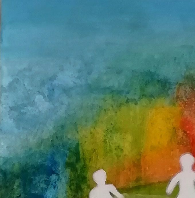 Giulia Cernetig - Le bimbe al parco, Acrilico su tela 50x50, 2022